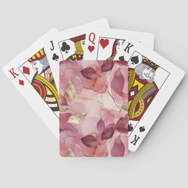 Jeu De Cartes Feuilles d'or rose (dos)