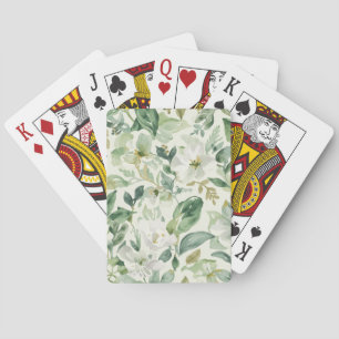 Jeu De Cartes Feuilles Florales Aquarelle Verte Botanique Nature