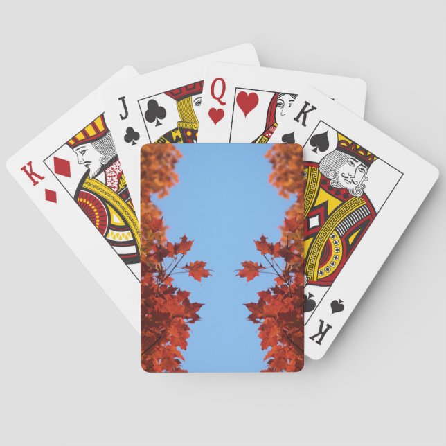 Jeu De Cartes Feuilles rouges d'automne et ciel bleu (dos)