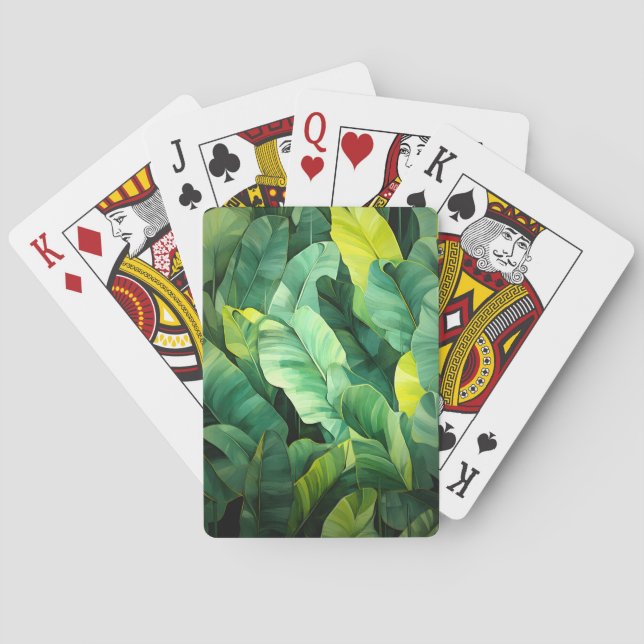Jeu De Cartes Feuilles tropicales, botanique abstraite, jungle,  (dos)