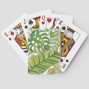 Jeu De Cartes Feuilles Tropicaux En Aquarelle