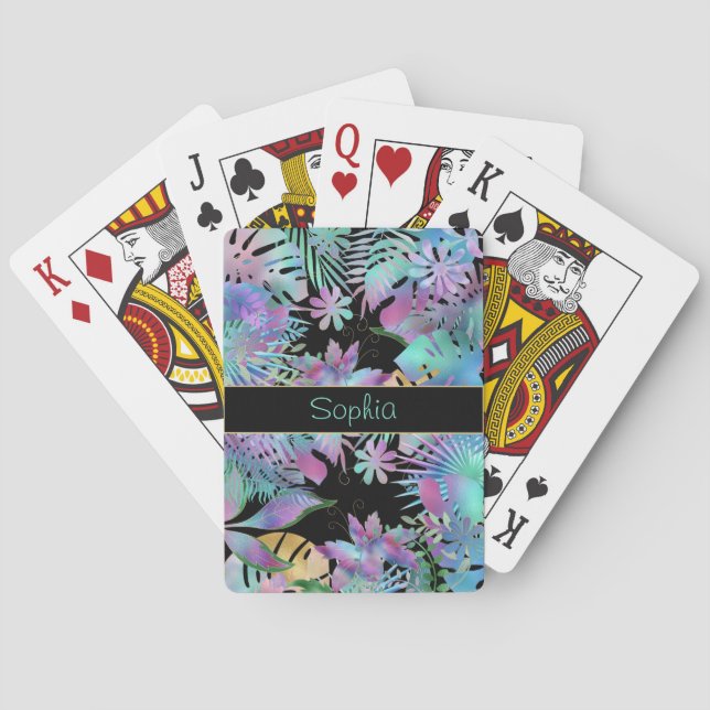 Jeu De Cartes Feuilles tropicaux Iridescendant, do-it-yourself N (dos)