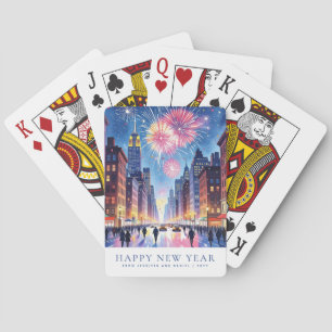 Jeu De Cartes Feux d'artifice personnalisés Bonne Année New York