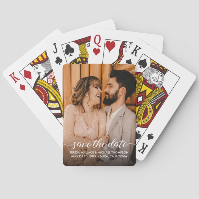 Jeu De Cartes Fiançailles personnalisé Mariage photo Enregistrer (dos)