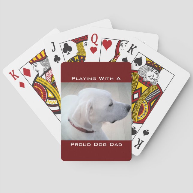 Jeu De Cartes Fier Chien Papa mignon Blanc Labrador Mix Profil d (dos)