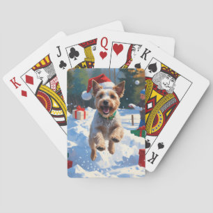 Jeu De Cartes Fil Fox Terrier coule la neige avec Casquette de N