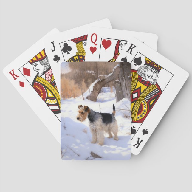 Jeu De Cartes Fil Fox Terrier Laisser neiger Noël (dos)