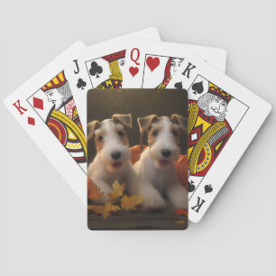 Jeu De Cartes Fil Fox Terrier Puppy Automne Citrouille de plaisi