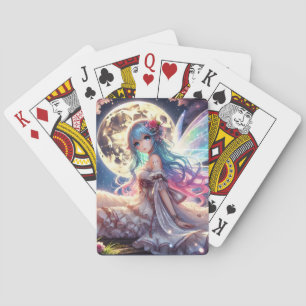 Jeu De Cartes Fille Anime Princesse Fée de la Lune dans un Jardi