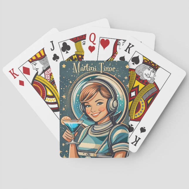 Jeu De Cartes Fille Astro Rétro Futuriste Temps Martini (dos)