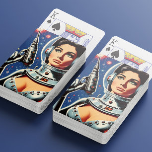 Jeu De Cartes Fille astronaute de science-fiction vintage