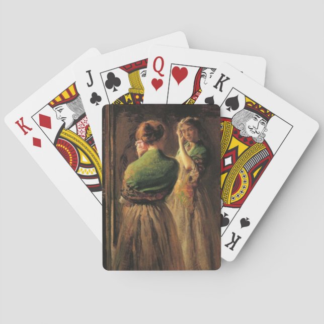 Jeu De Cartes Fille avec châle vert (par Joseph DeCamp) (dos)