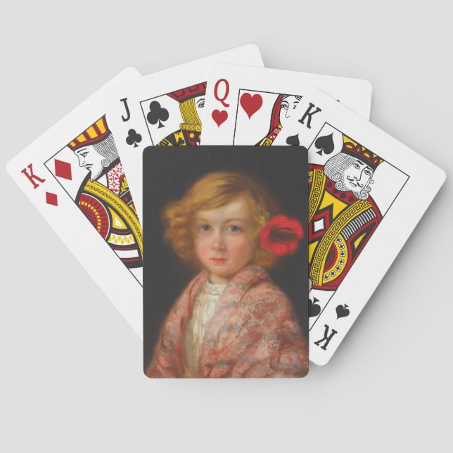 Jeu De Cartes Fille avec une fleur rouge dans ses cheveux (dos)