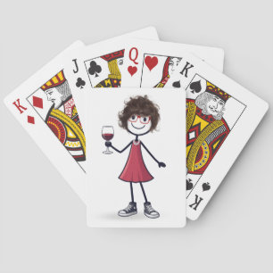 Jeu De Cartes Fille bonhomme allumettes avec verre à vin