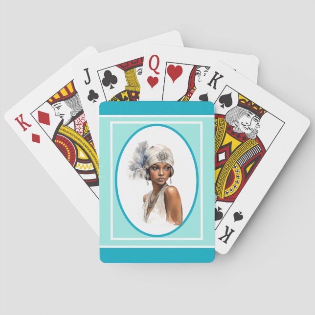 Jeu De Cartes Fille brune Art Déco Flapper  (dos)
