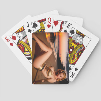 Jeu De Cartes Fille dans le Bikini d'or