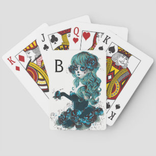 Jeu De Cartes Fille de crâne de sucre mexicain de Jour des morts