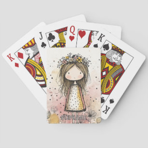 Jeu De Cartes Fille Fantaisiste Aquarelle aux Accents Floraux (6