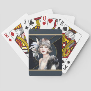 Jeu De Cartes Fille Flapper Art Déco