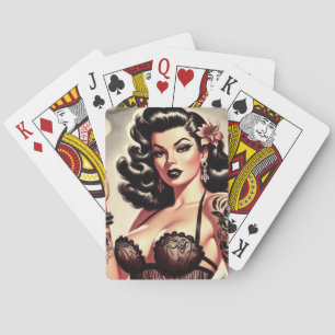 Jeu De Cartes Fille gothique tatouage rétro