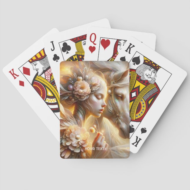Jeu De Cartes Fille mignonne et cheval de fantaisie (dos)