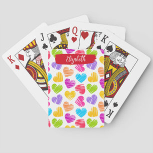Jeu De Cartes Fille moderne Vibrant Doodled Hearts Nom du Motif