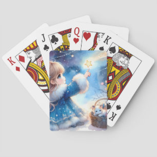 Jeu De Cartes Fille rêveuse contemplant les étoiles à l'aquarell