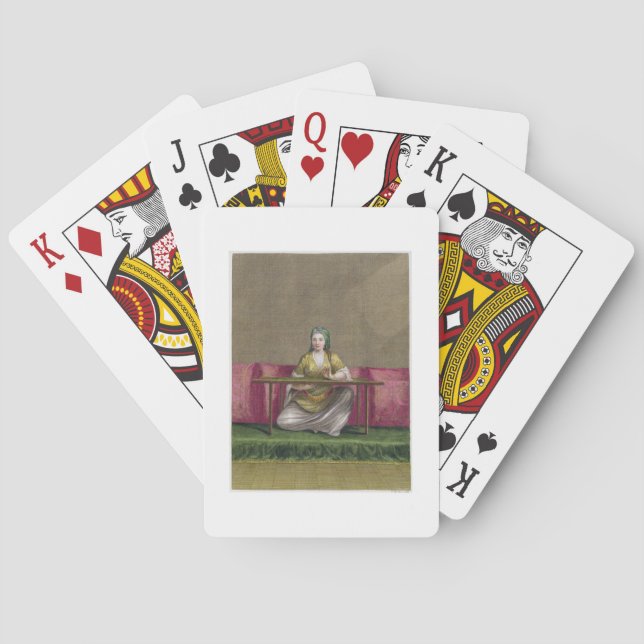 Jeu De Cartes Fille turque, brodant, 18e siècle (gravur (dos)