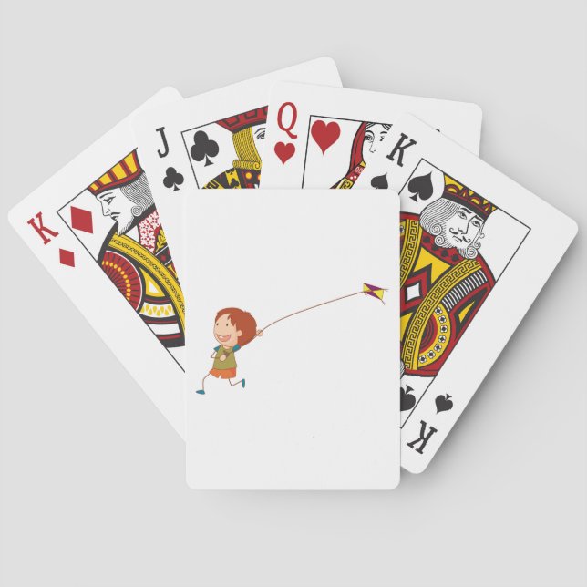 Jeu De Cartes Fille Volant Un Cerf-volant Jouant Des Cartes (dos)