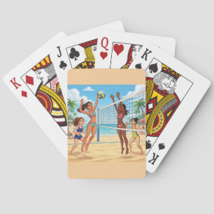 Jeu De Cartes Filles de dessin animé jouant au volley-ball de pl