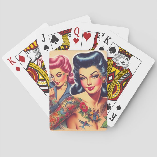 Jeu De Cartes Filles de tatouage vintage Old School (dos)