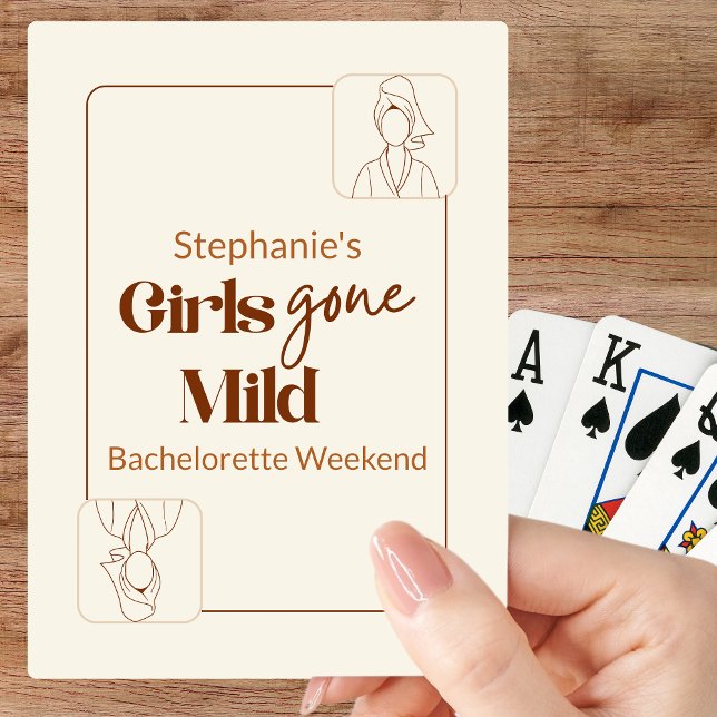 Jeu De Cartes Filles Devenues Sages Week-end de célibataire élég (Girls Gone Mild Modern Typography Hand Drawn Bachelorette Weekend Brown Classic Playing Cards)