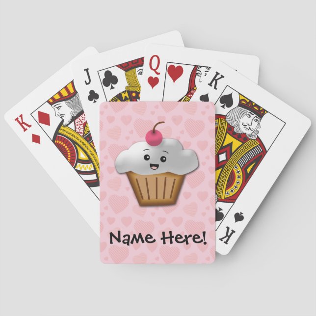 Jeu De Cartes Filles heureuses roses mignonnes de petit gâteau (dos)