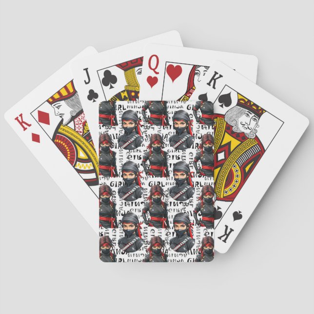Jeu De Cartes Filles Ninja Anime avec motif de texte Design (dos)
