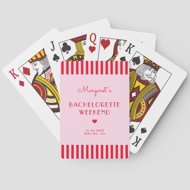 Jeu De Cartes Fin de semaine du bachelorette Retro Rose & Red St (dos)