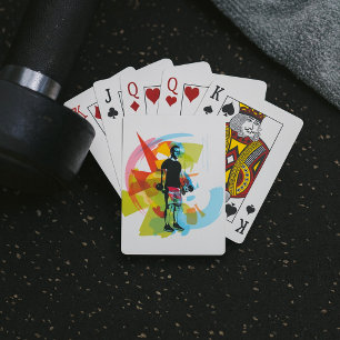 Jeu De Cartes Fitness Abstrait Art of Man Lifting Dumbbells