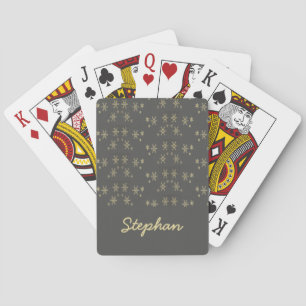 Jeu De Cartes Flacons de neige dorés sur gris