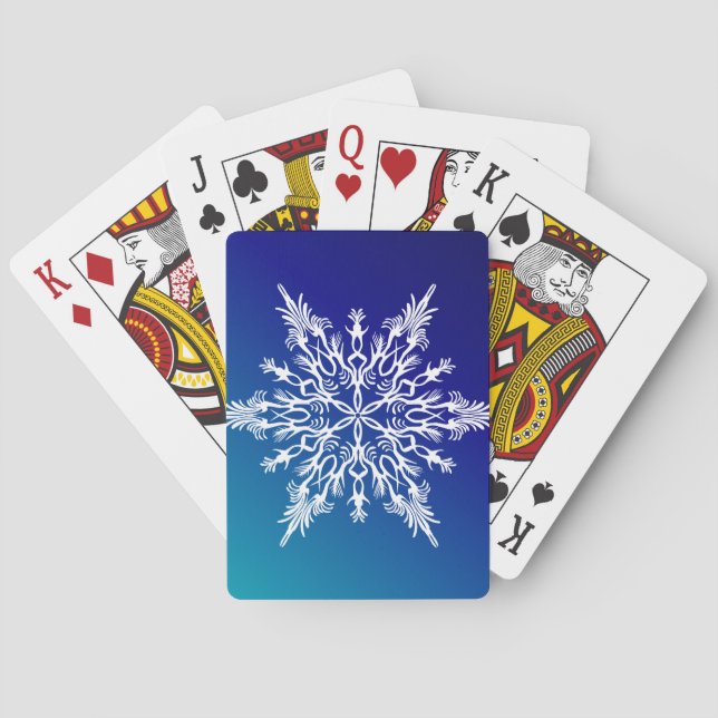 Jeu De Cartes FLAKE DE NEIGE en bleu (dos)