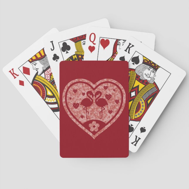 Jeu De Cartes Flamant d'amour à coeur texturé (dos)