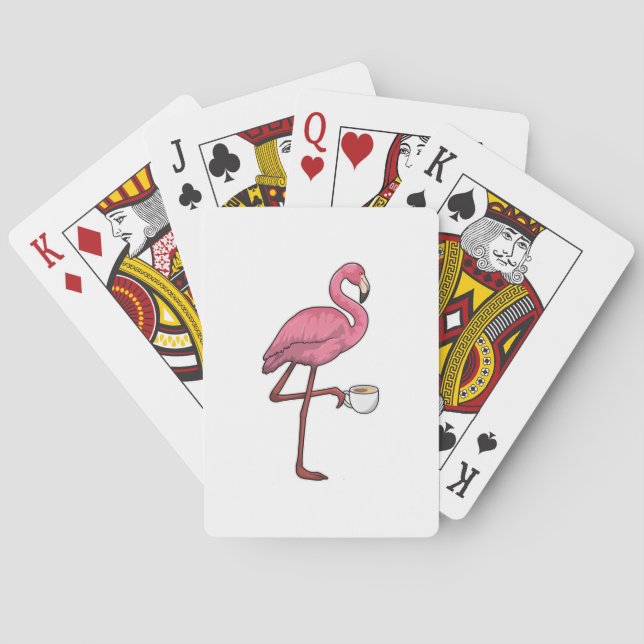 Jeu De Cartes Flamant rose avec la coupe du café (dos)