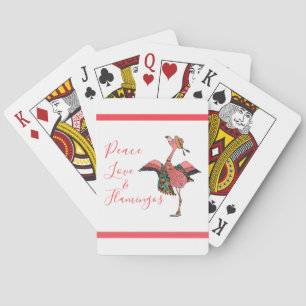 Jeu De Cartes Flamant rose bohème mignon Paix Amour & Flamants r