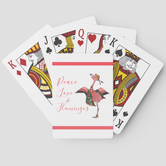 Jeu De Cartes Flamant rose bohème mignon Paix Amour & Flamants r (dos)