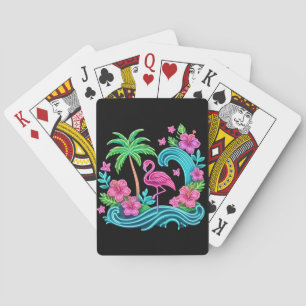 Jeu De Cartes Flamant rose de néon tropical