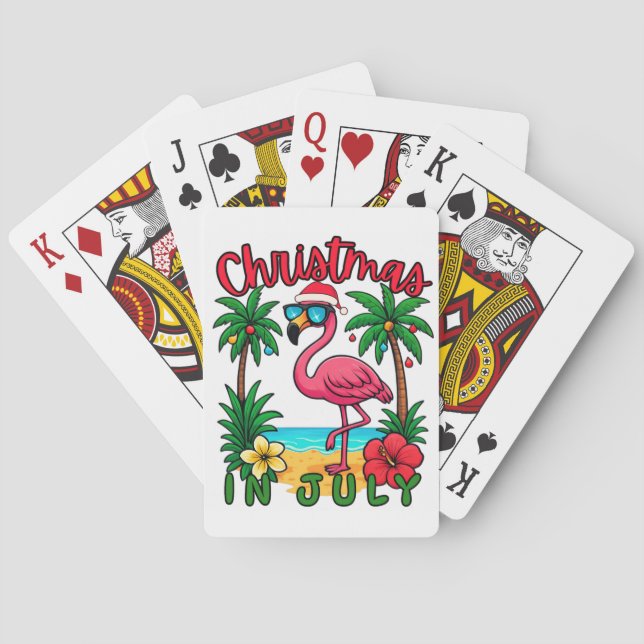 Jeu De Cartes Flamant rose de Noël en juillet (dos)