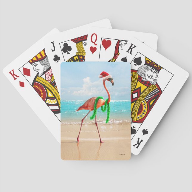 Jeu De Cartes Flamant rose de Noël sur la plage (dos)