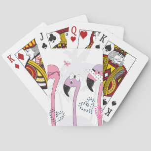 Jeu De Cartes Flamant rose d'été : Illustration Vintage de plage