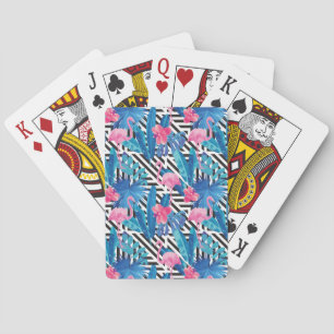 Jeu De Cartes Flamant rose et paumes sur le motif géométrique