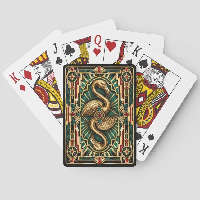 Jeu De Cartes Flamant rose, faune Art déco (dos)