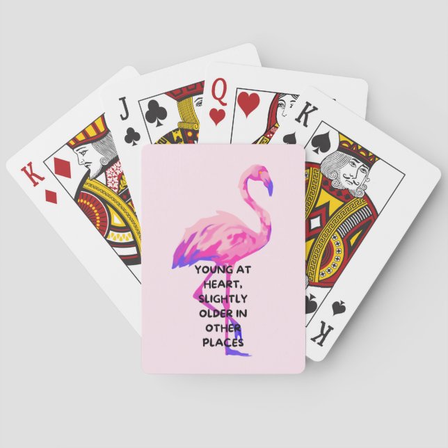 Jeu De Cartes Flamant rose Jeune Au Coeur Drôle Dire Citation (dos)