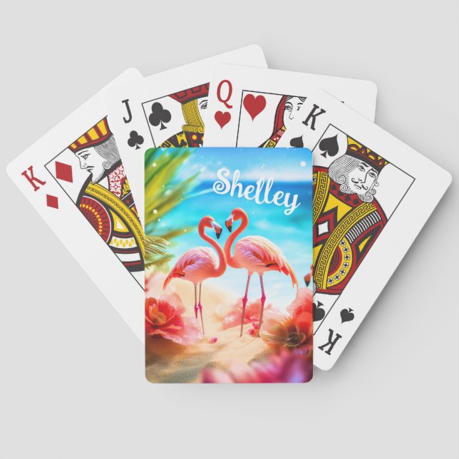 Jeu De Cartes Flamant rose personnalisé Carte de jeu à thème (dos)